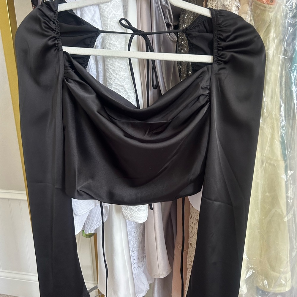 Chic Black Satin Blouse